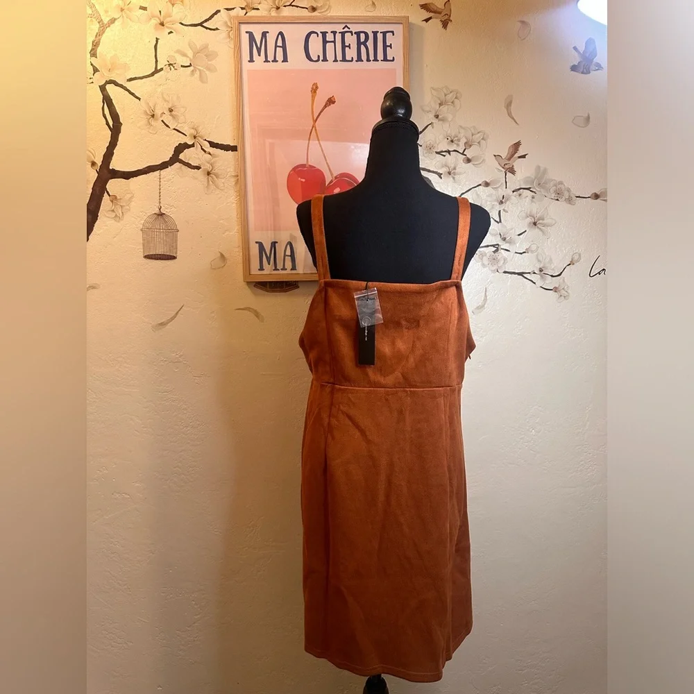 Faux Suede Brown Dress with real pockets - Picture 2 of 2